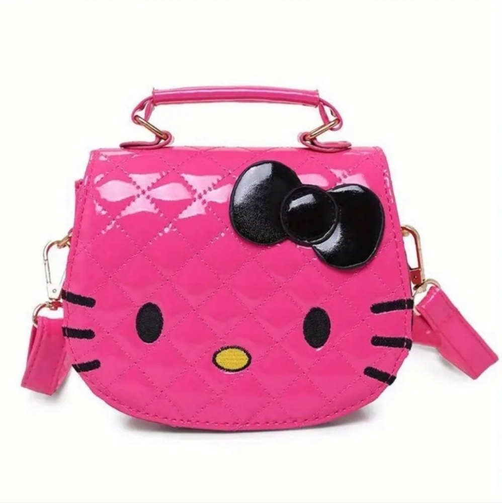 Hello Kitty Quilted Hot Pink w/ Black Bow  Crossbody Shoulder Bag